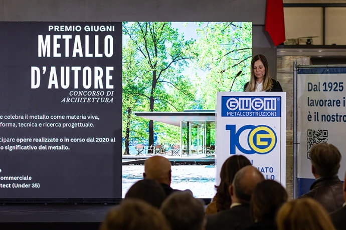 Annuncio durante l'evento del Centenario della Giugni Sa Metalcostruzioni della nascita del Premio di Architettura " Metallo d'Autore"